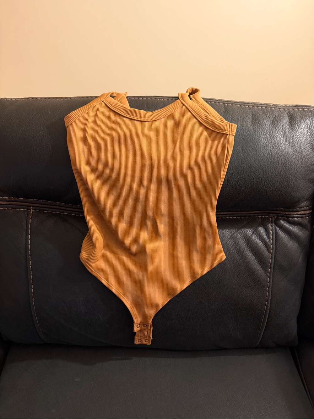 wild fable Ribbed Sleeveless Bodysuit in Mustard